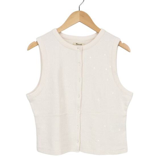 Madewell Split Crewneck Cardigan Tank Lighthouse Size Large NWT - Picture 3 of 8